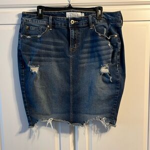 Torrid Distressed Denim Mini Pencil Skirt